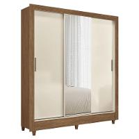 Guarda-roupa Casal 3 Portas De Correr Com Espelho Jequitiba/off White - 2