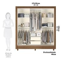 Guarda-roupa Casal 3 Portas De Correr Com Espelho Jequitiba/off White - 3