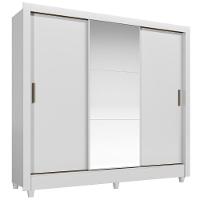 Guarda-roupa Casal 3 Portas De Correr Com Espelho Branco - 6