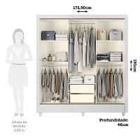 Guarda-roupa Casal 3 Portas De Correr Com Espelho Branco - 7