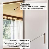 Guarda-roupa Casal 3 Portas De Correr Com Espelho Branco - 10