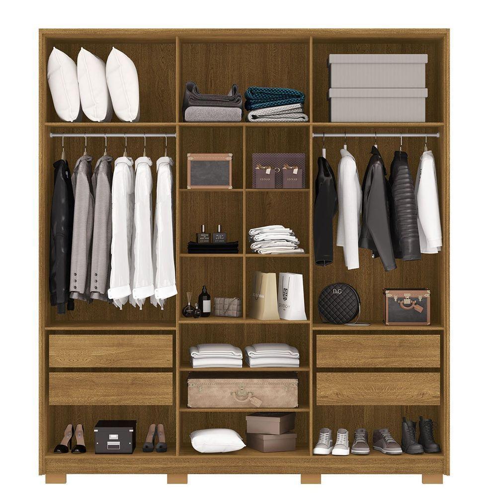 Guarda-roupa Casal 100% Mdf 6 Portas Com Espelho Bolonha Nature-alasca - 2