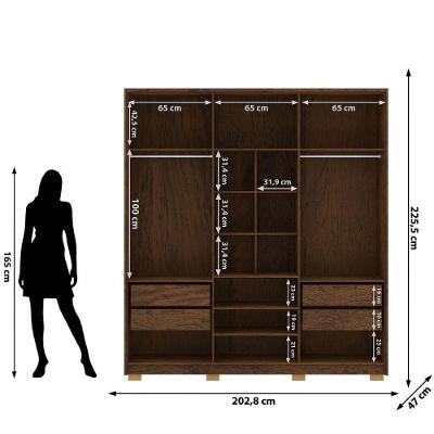 Guarda Roupa Casal Bolonha Imbuia Fendi 6 Portas de Bater 4 Gavetas Imbuia