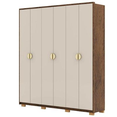Guarda-roupa Casal 100% Mdf 6 Portas 4 Gavetas Bolonha Imbuia Fendi