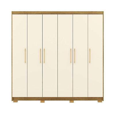 Guarda-roupa 6 Portas 6 Gavetas 100% Mdf Recife Nature-champagne