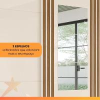 Guarda Roupas Casal 2 Portas De Correr Com Espelho Ripado 3 Gavetas Jasmim Madeirado/off White - 6