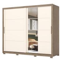 Guarda Roupas Casal 2 Portas De Correr Com Espelho 4 Gavetas Lirio Castanho - 1