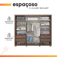 Guarda Roupas Casal 2 Portas De Correr Com Espelho 4 Gavetas Lirio Castanho - 2
