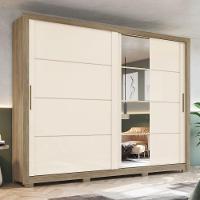 Guarda Roupas Casal 2 Portas De Correr Com Espelho 4 Gavetas Lirio Castanho - 6