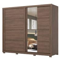 Guarda Roupas Casal 2 Portas De Correr Com Espelho 4 Gavetas Lirio Castanho - 7
