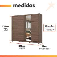 Guarda Roupas Casal 2 Portas De Correr Com Espelho 4 Gavetas Lirio Castanho - 10