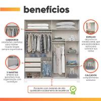 Guarda Roupas Casal 2 Portas De Correr Com Espelho 3 Gavetas Dalia Branco