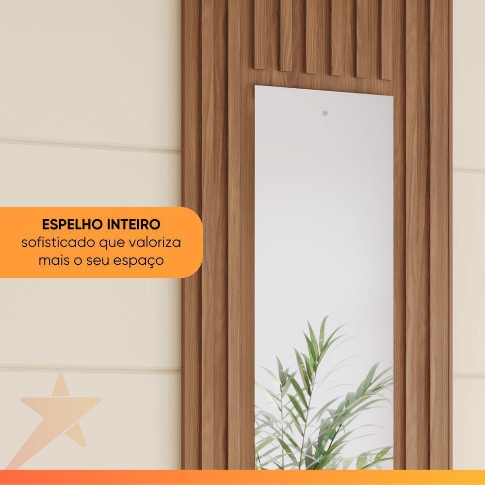 Guarda Roupas Casal 3 Portas De Correr Com Espelho Ripado 2 Gavetas Lotus Madeirado/off White - 6