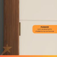 Guarda Roupas Casal 3 Portas De Correr Com Espelho Ripado 2 Gavetas Lotus Madeirado/off White - 5