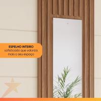 Guarda Roupas Casal 3 Portas De Correr Com Espelho Ripado 2 Gavetas Lotus Madeirado/off White - 6