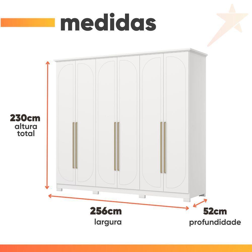 Guarda Roupas Casal 6 Portas 6 Gavetas Americano Tulipa Branco - 3