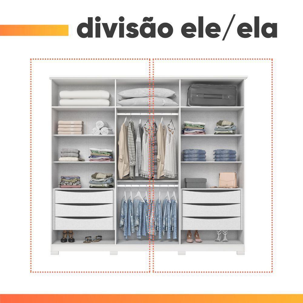 Guarda Roupas Casal 6 Portas 6 Gavetas Americano Tulipa Branco - 6