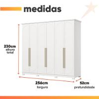 Guarda Roupas Casal 6 Portas 6 Gavetas Americano Tulipa Branco - 3