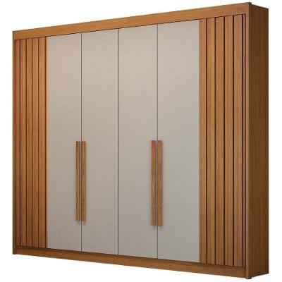 Guarda Roupa São Carlos Ripado Cinamomo Off White 6 Portas 6 Gavetas Leifer Móveis