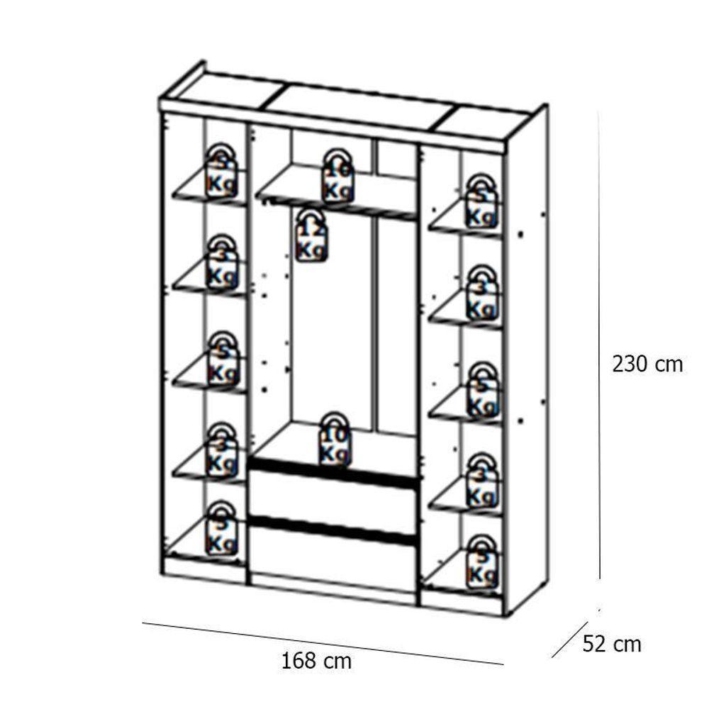 Guarda Roupa Solteiro Nobre Slim Glass 4 Portas Rustic Acetinado - Thb - 3