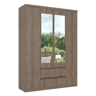 Guarda Roupa Solteiro Nobre Slim Glass 4 Portas Rustic Acetinado - Thb