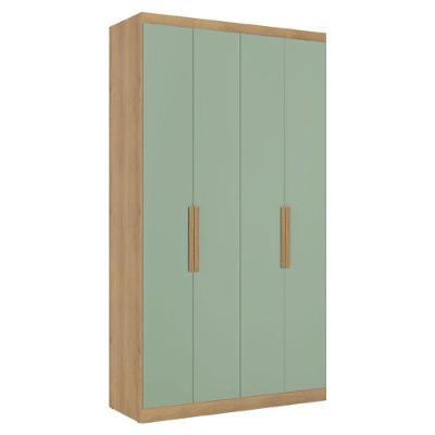 Guarda Roupa Solteiro Milan 4 Portas Capuccino Menta Acetinado - Thb