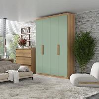 Guarda Roupa Solteiro Milan 4 Portas Capuccino Menta Acetinado - Thb - 4