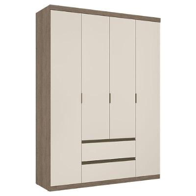 Guarda Roupa Solteiro Nobre 4 Portas Rustic Off White Acetinado - Thb