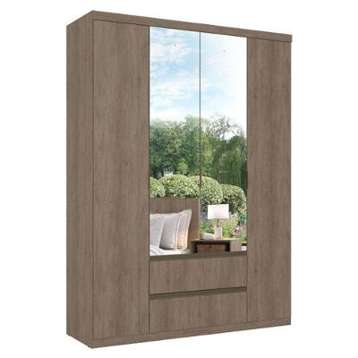 Guarda Roupa Solteiro Nobre Glass 4 Portas Rustic Acetinado - Thb