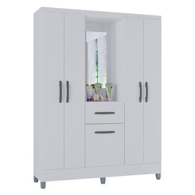 Guarda Roupa Solteiro Atlas Capelinha 5 Portas Branco Brilho - Poquema