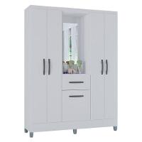 Guarda Roupa Solteiro Atlas Capelinha 5 Portas Branco Brilho - Poquema - 1