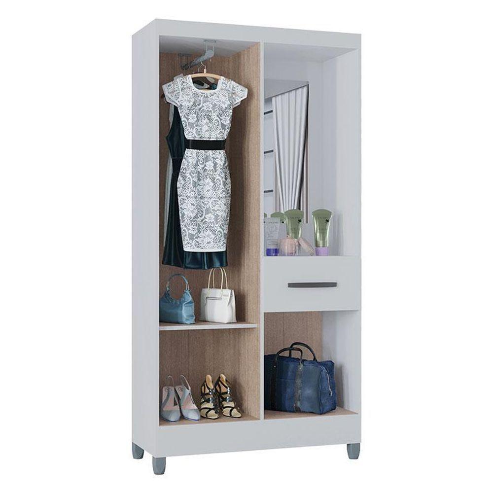 Guarda Roupa Solteiro Atlas Capelinha 3 Portas Branco Brilho - Poquema - 2