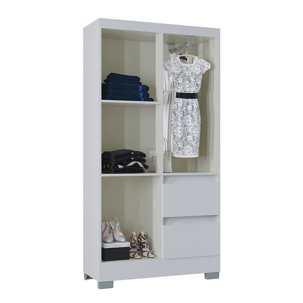 Guarda Roupa Solteiro 4 Portas 2 Gavetas Nápoles Poquema Branco - 4