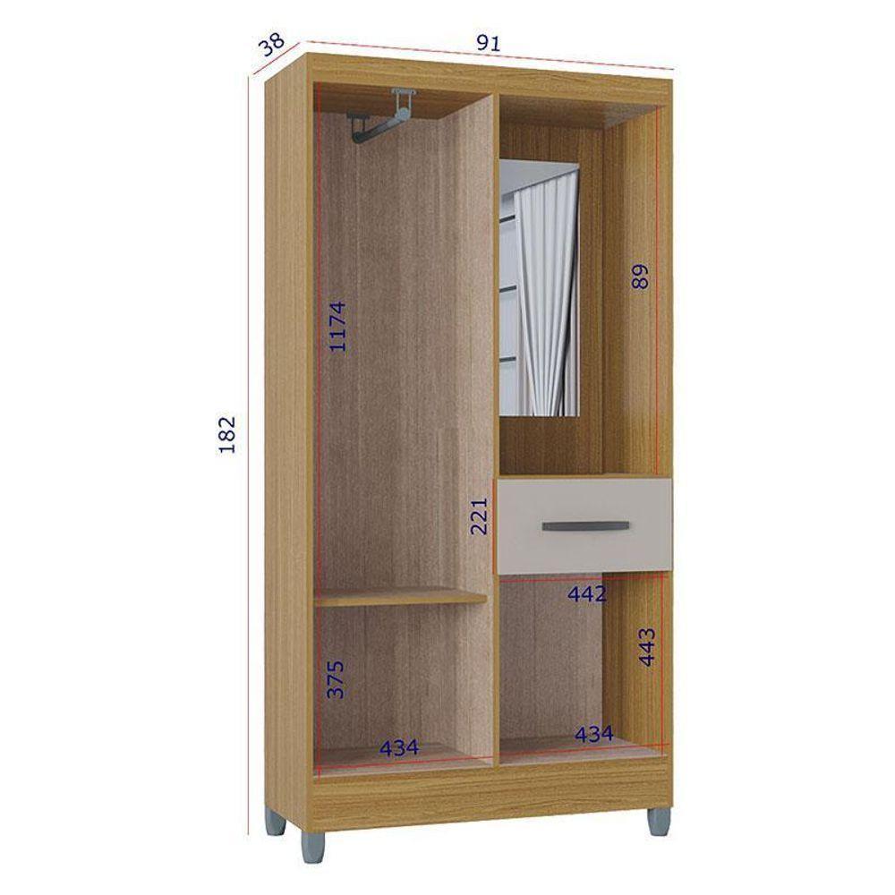 Guarda Roupa Solteiro Atlas Capelinha 3 Portas Damasco Ripado Off White Brilho - Poquema - 3