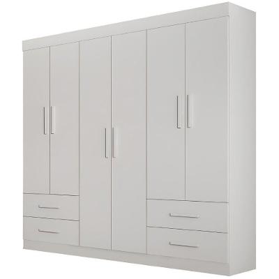 Guarda Roupa Recife Branco 6 Portas 4 Gavetas Leifer Móveis