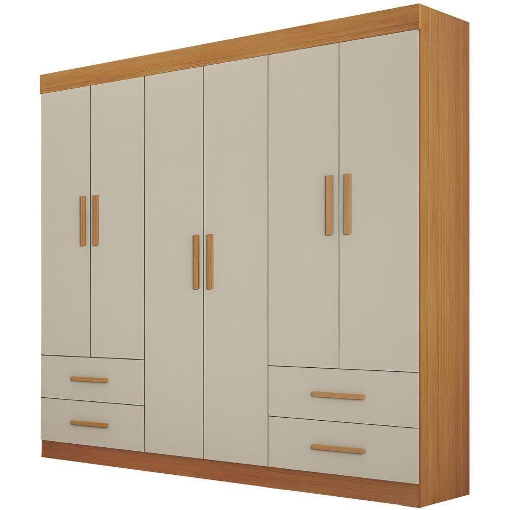 Guarda Roupa Recife Cinamomo Off White 6 Portas 4 Gavetas Leifer Móveis - 1