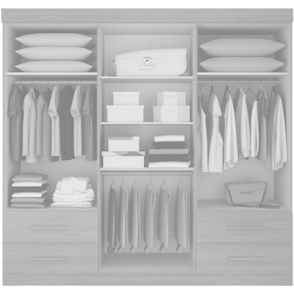 Guarda Roupa Recife Cinamomo Off White 6 Portas 4 Gavetas Leifer Móveis - 4