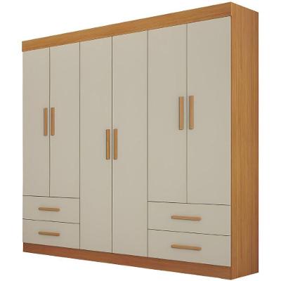 Guarda Roupa Recife Cinamomo Off White 6 Portas 4 Gavetas Leifer Móveis