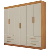 Guarda Roupa Recife Cinamomo Off White 6 Portas 4 Gavetas Leifer Móveis - 1