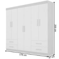 Guarda Roupa Recife Cinamomo Off White 6 Portas 4 Gavetas Leifer Móveis - 3
