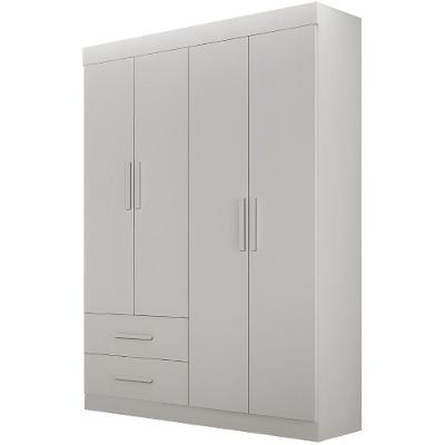 Guarda Roupa Recife Branco 4 Portas 2 Gavetas Leifer Móveis