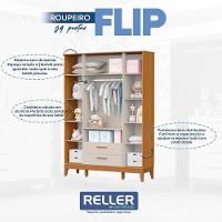 Guarda Roupa Infantil Flip 4 Portas Areia Acetinado Savana - Reller - 4