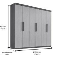 Guarda Roupa Leblon 6 Portas 4 Gavetas Castanho-off - D Doro - 3