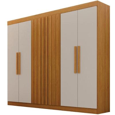 Guarda Roupa Delta Ripado Cinamomo Off White 6 Portas 2 Gavetas Leifer Móveis
