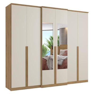 Guarda Roupa Casal Valência 6 Portas Glass Capuccino Off White Acetinado - Thb