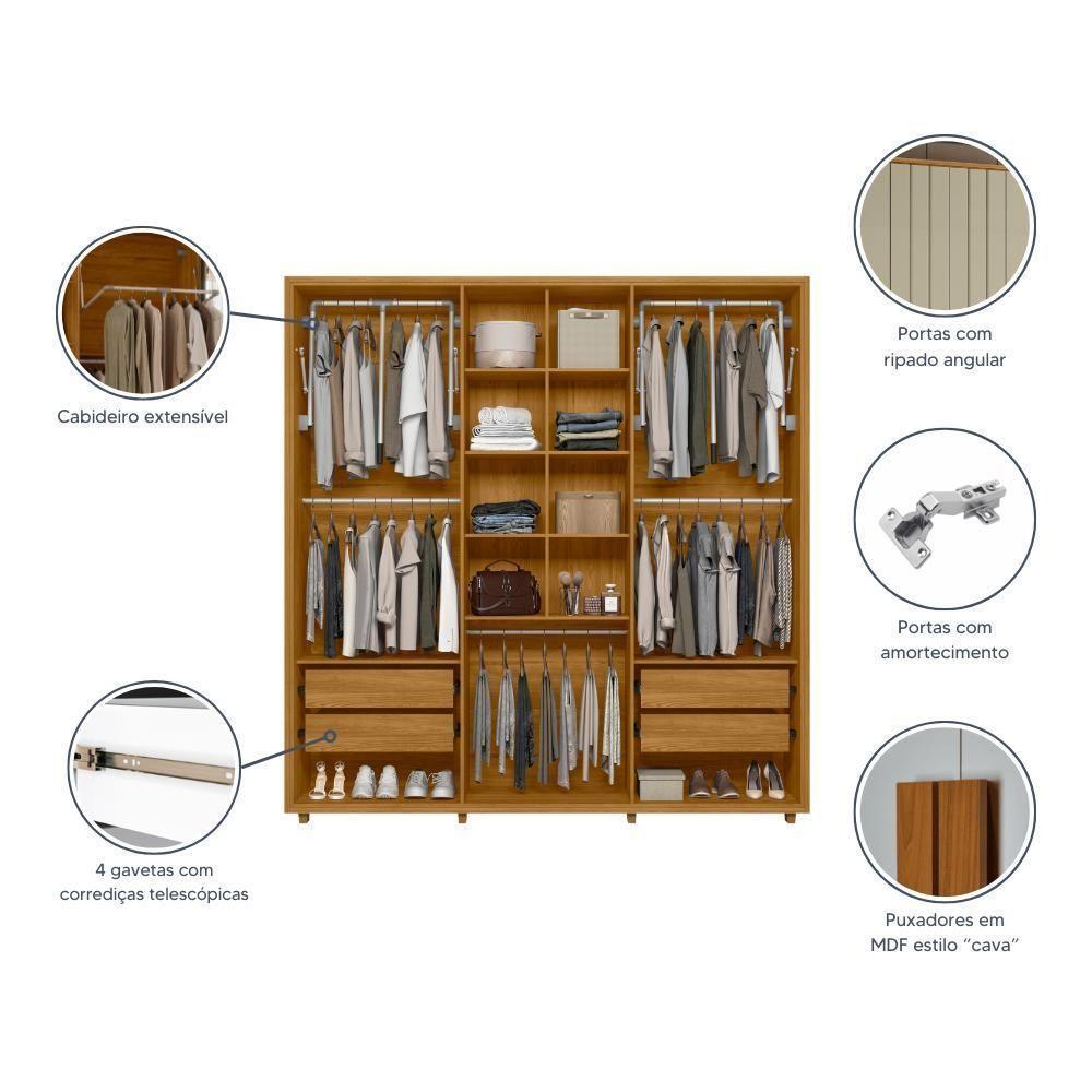 Guarda Roupa Casal Veronese Ripado 6 Portas Cumaru/opala - Madetec Cumaru/opala - 3