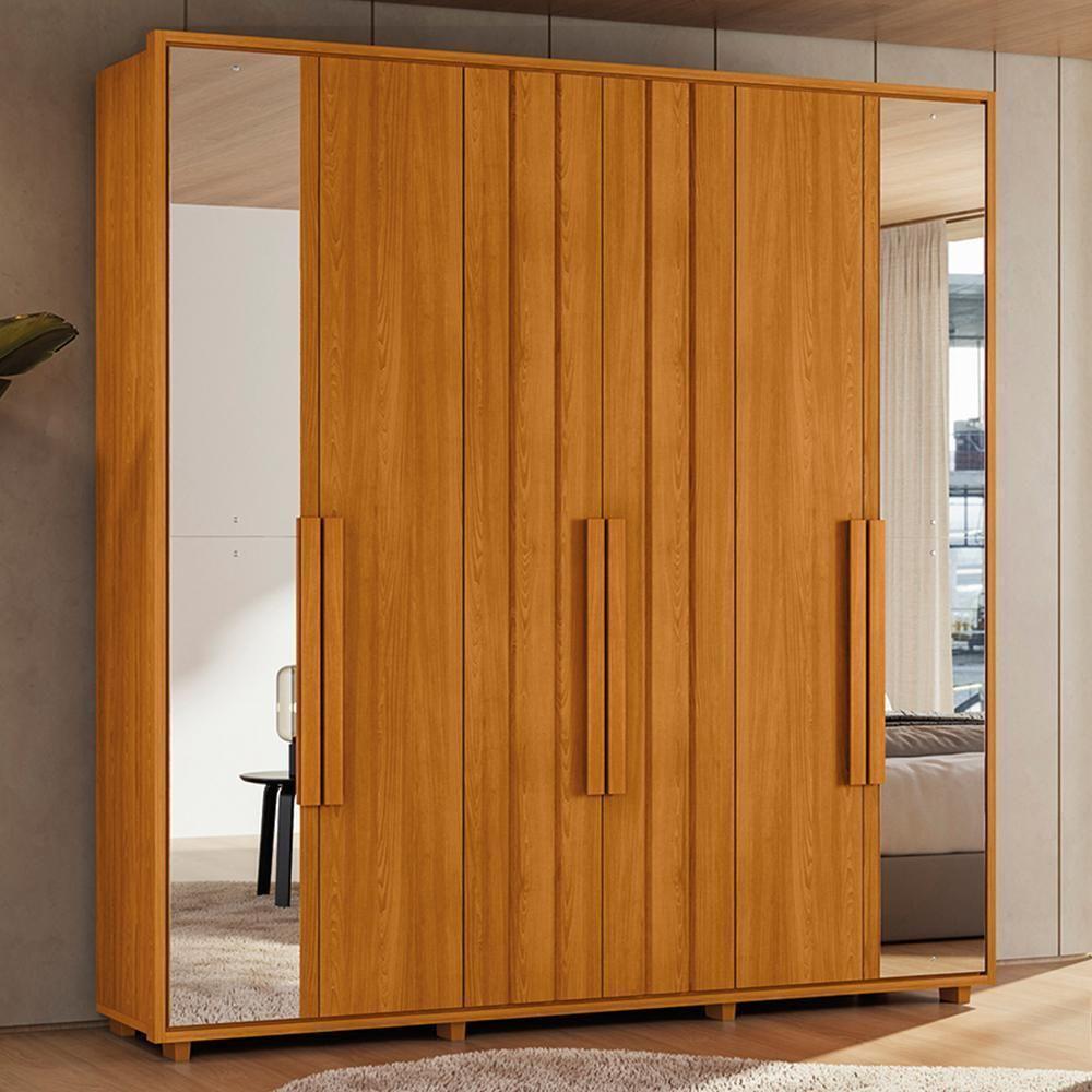 Guarda Roupa Casal Veronese Ripado 6 Portas Cinamomo Com Espelho - Madetec Cinamomo - 2
