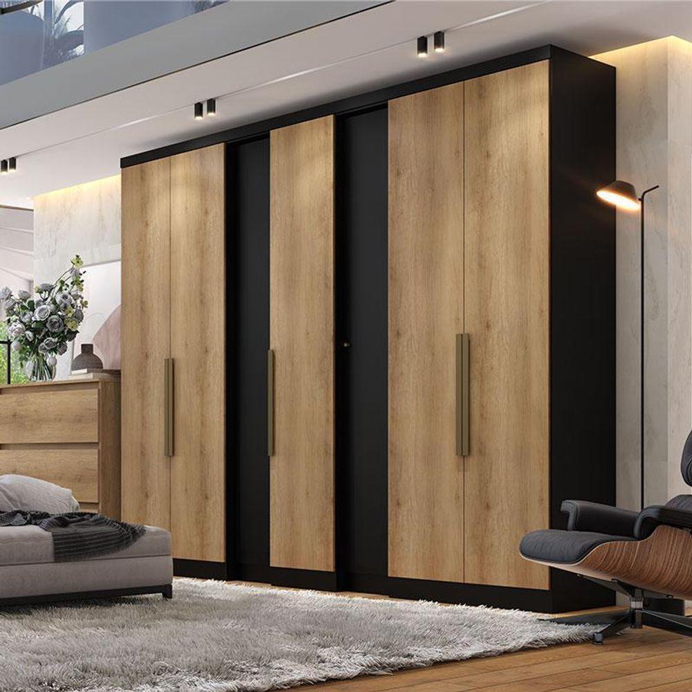 Guarda Roupa Casal Selecto 7 Portas Preto Capuccino Acetinado - Thb - 2