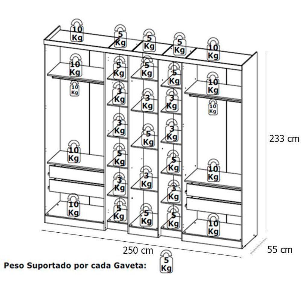 Guarda Roupa Casal Selecto 7 Portas Preto Capuccino Acetinado - Thb - 4