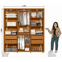 Guarda Roupa Casal Matisse 6 Portas Cinamomo/off White Com Espelho - Madetec Cinamomo/off White - 5